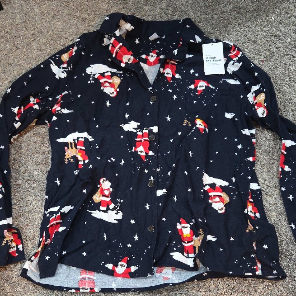 Old Navy Black Santa Pajama Top